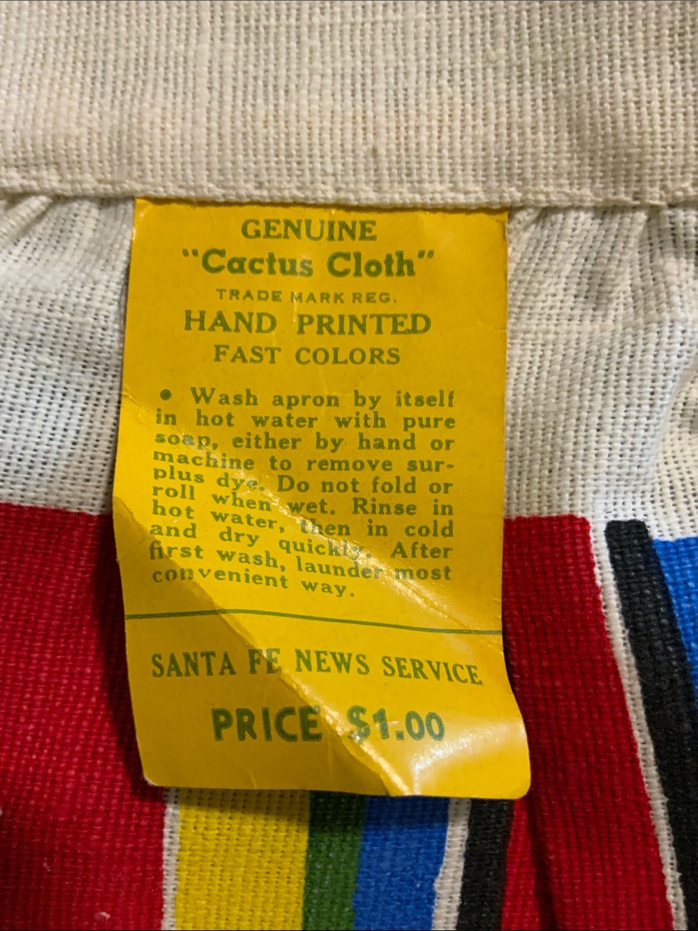 Dead stock 1950’s Cactus Cloth California Apron - Picture 9 of 9
